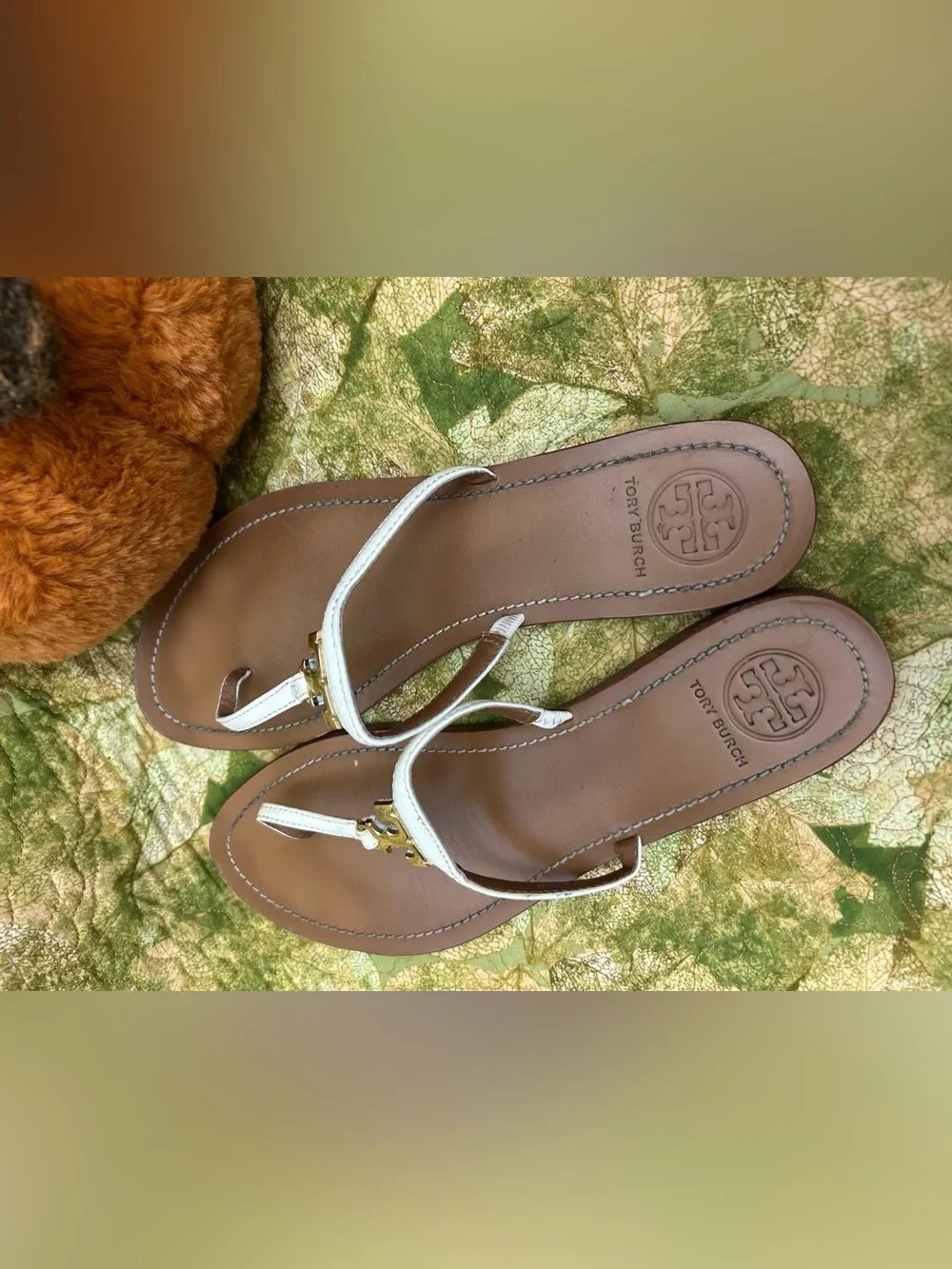 Tory Burch White Miller Thong Sandals